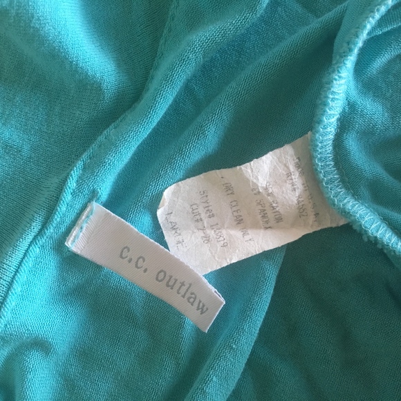 c.c. outlaw Turquoise Ruffle Faux Wrap Tank - Picture 5 of 5
